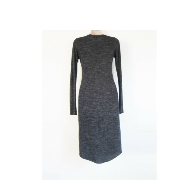 WILFRED FREE Aritzia LISIÈRE Long Sleeve Heather Black MIDI DRESS! Size LARGE! - Picture 5 of 6